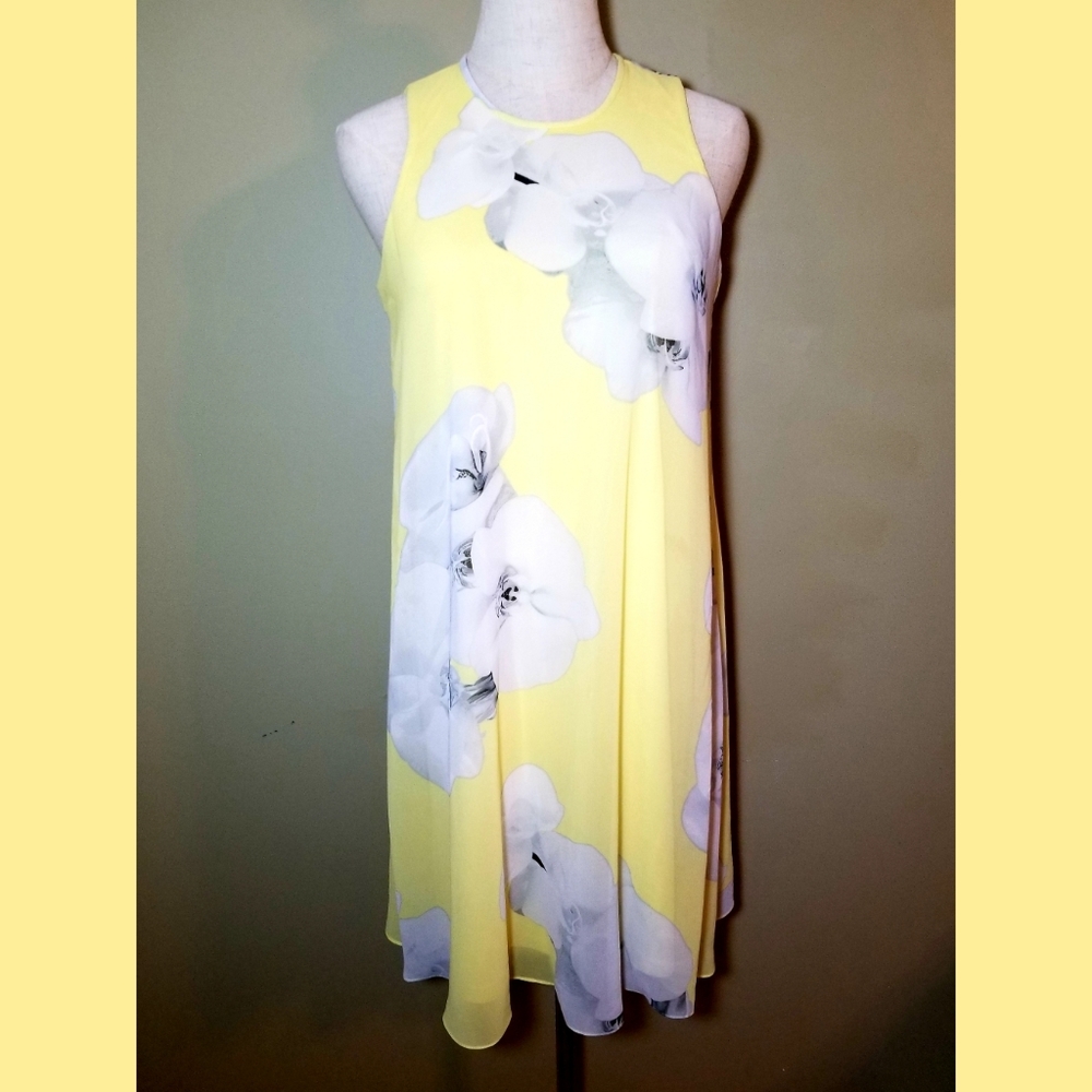 Calvin Klein Dress, Size 4, Yellow Floral